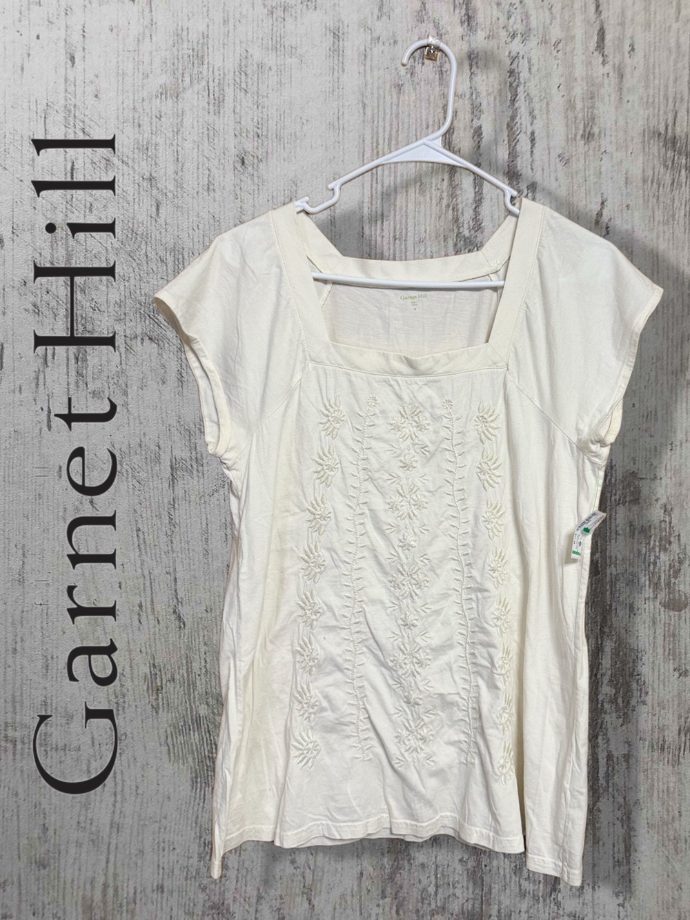 ✨ NWT Garnet Hill Embroidered Cottagecore Cream Top L ✨